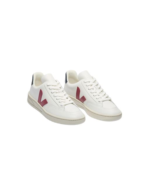 V-12 LEATHER WHITE MARSALA NAUTICO VEJA | XD0201955EXTRA-WHITE-MARSALA